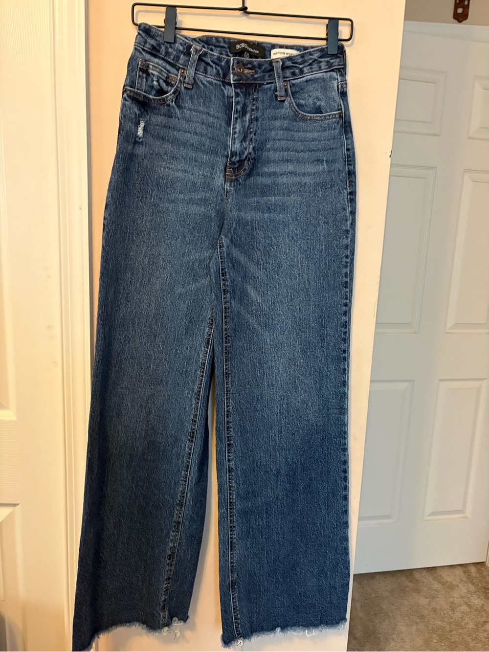 BCBGeneration Dark Blue Wide-Leg High-Rise Jeans